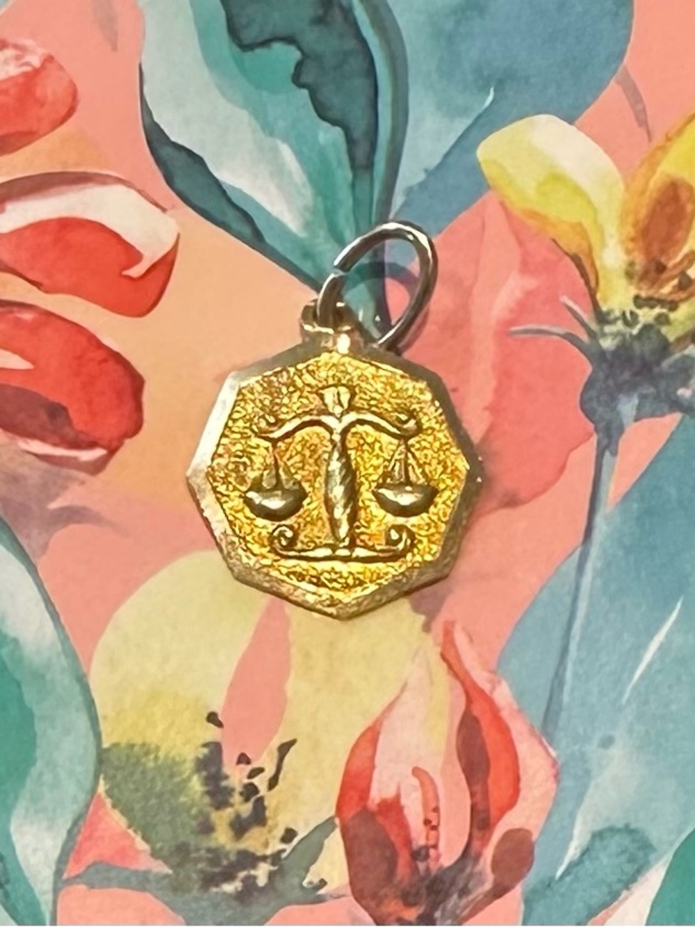 14k 585 Gold Libra Zodiac Charm Pendant